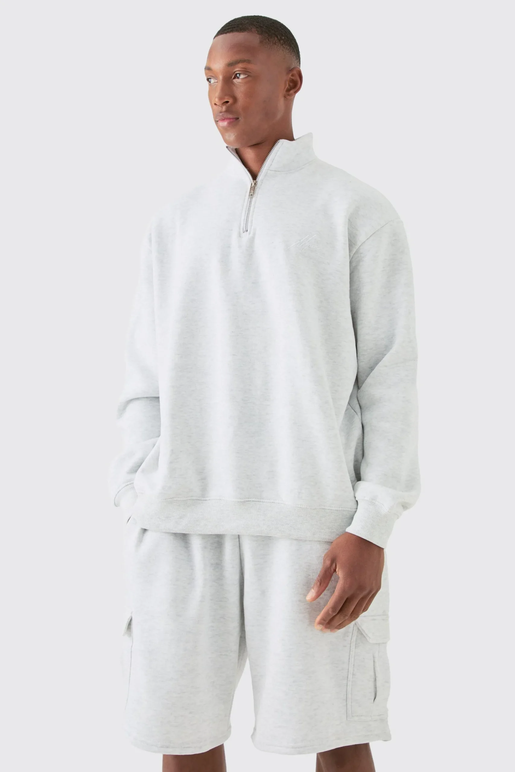 boohooMAN Oversized 1/4 Zip Cargo Short Tracksuit | UK| Tracksuits