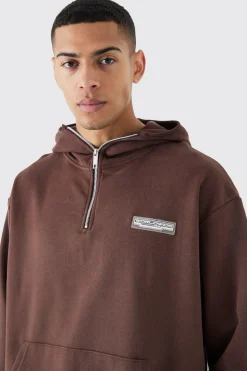 boohooMAN Oversized 1/4 Zip Washed Loopback Hoodie | UK| Hoodies & Sweatshirts