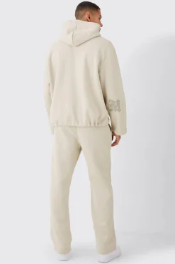 boohooMAN Oversized All Over Applique Open Hem Hoodie | UK| Hoodies & Sweatshirts