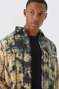 boohooMAN Oversized All Over Bleach Check Shirt | UK| Shirts
