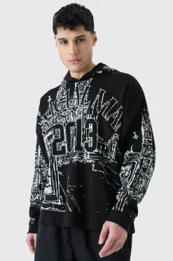 boohooMAN Oversized All Over Graphic Hoodie | UK| Knitwear