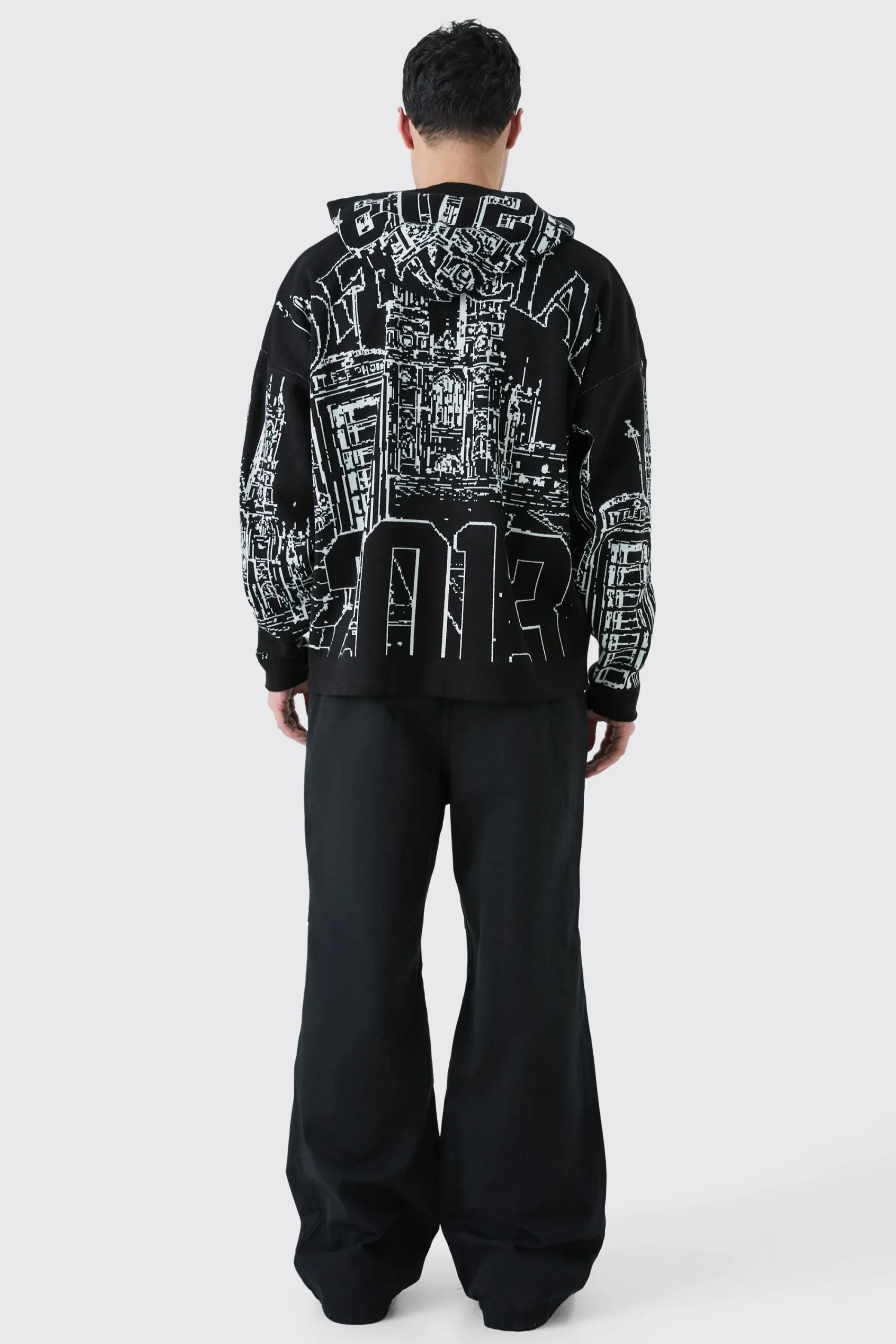 boohooMAN Oversized All Over Graphic Hoodie | UK| Knitwear