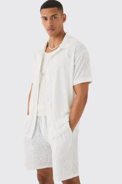 boohooMAN Oversized Animal Burnout Ribbed Shirt & Short Set | UK| Sets & Co-Ords