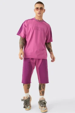 boohooMAN Oversized Applique T-Shirt And Jort Set | UK| Shorts|Sets & Co-Ords