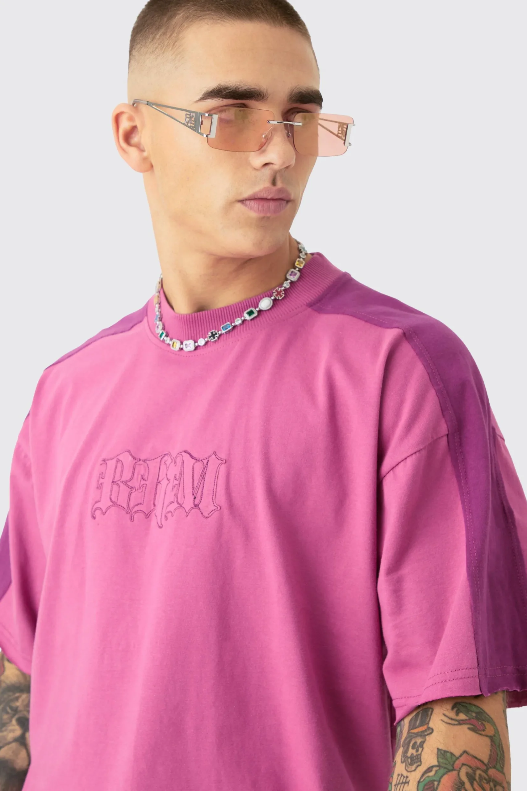 boohooMAN Oversized Applique T-Shirt And Jort Set | UK| Shorts|Sets & Co-Ords