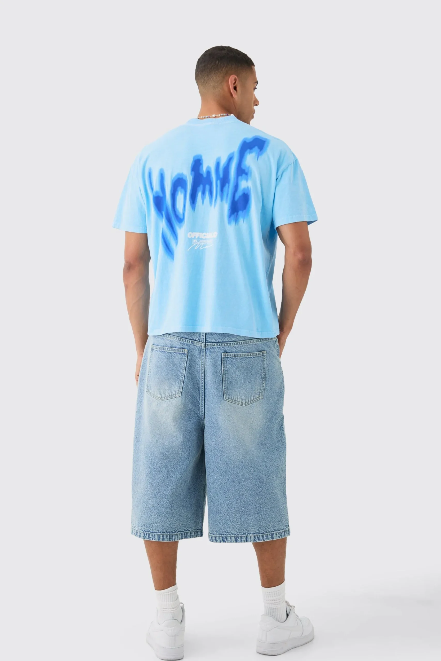 Oversized Back Print Washed Graffiti Homme T-shirt | UK^boohooMAN Sale