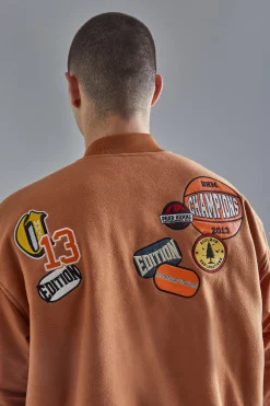 boohooMAN Oversized Badge Nylon Sleeve Bomber | UK| Coats & Jackets