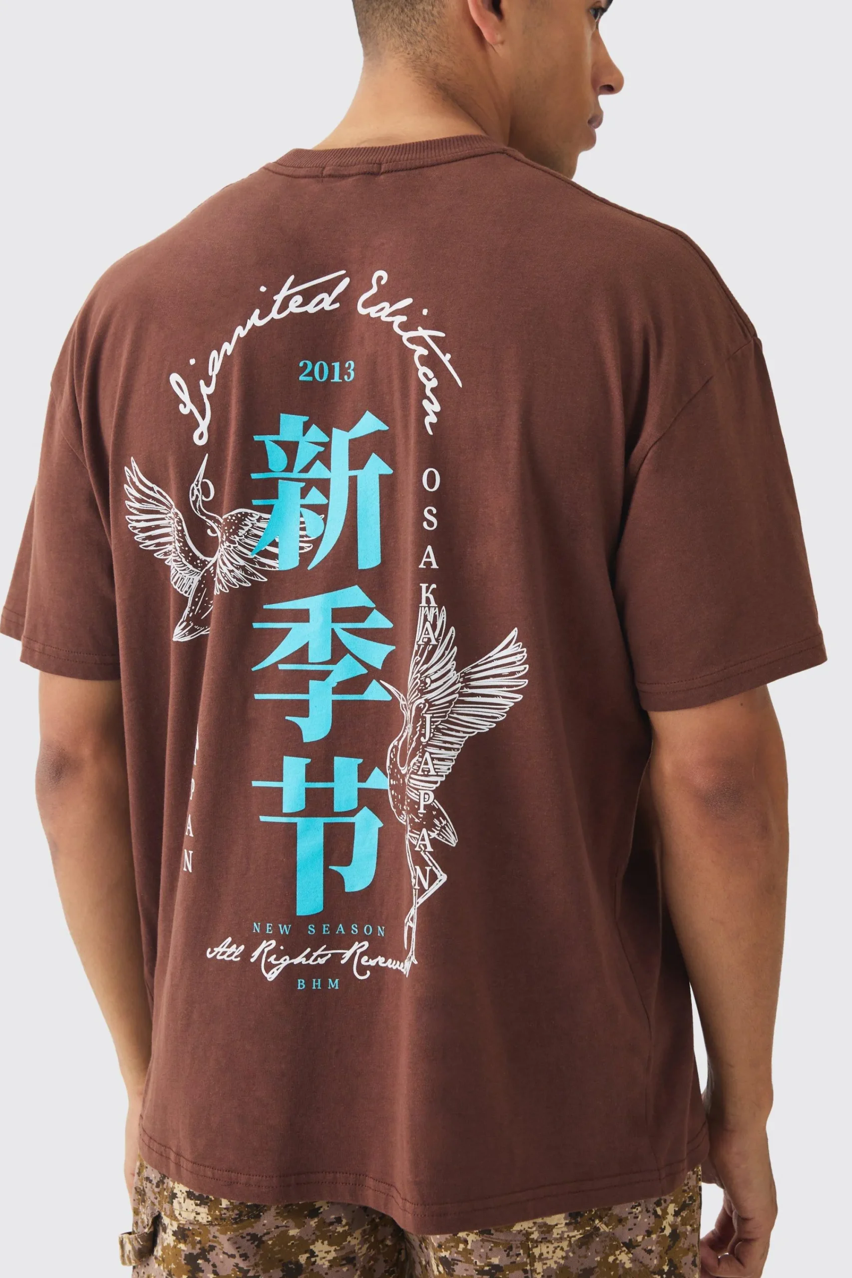 Oversized Bird Print Wash T-shirt | UK^boohooMAN Online