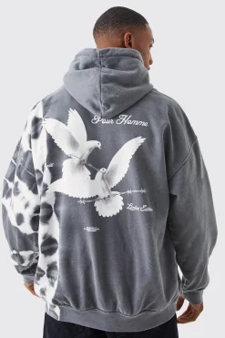 boohooMAN Oversized Bleach Tie Dye Graphic Hoodie | UK| Hoodies & Sweatshirts
