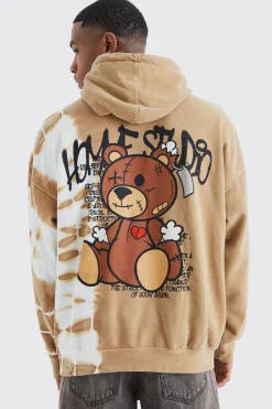 boohooMAN Oversized Bleached Teddy Graphic Hoodie | UK| Hoodies & Sweatshirts