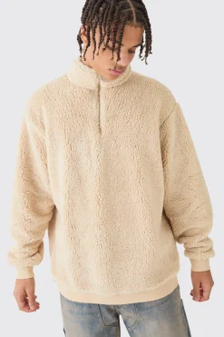 boohooMAN Oversized Borg Funnel Neck Sweatshirt | UK| Hoodies & Sweatshirts