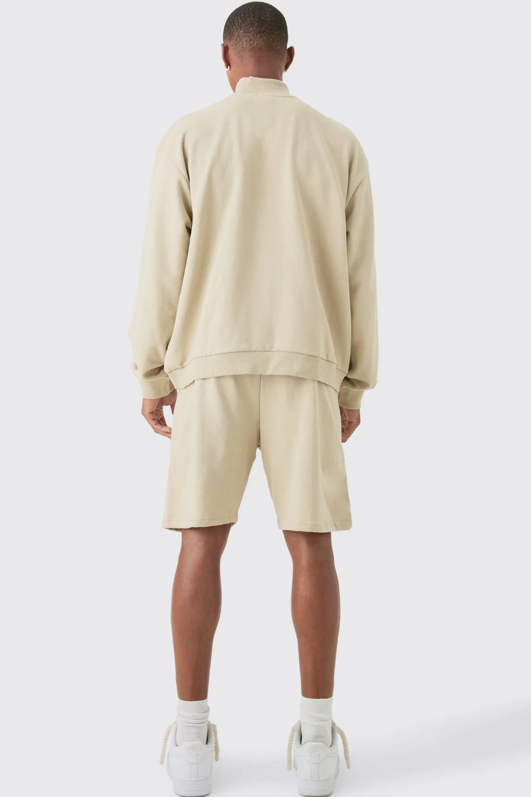 boohooMAN Oversized Boxy 1/4 Zip Sweatshirt Loopback Short Tracksuit | UK| Tracksuits