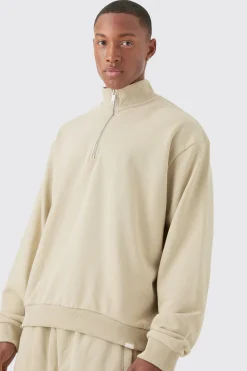 boohooMAN Oversized Boxy 1/4 Zip Sweatshirt Loopback Short Tracksuit | UK| Tracksuits