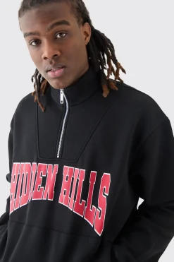 boohooMAN Oversized Boxy 1/4 Zip Varsity Sweatshirt Tracksuit | UK| Tracksuits