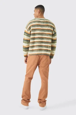 boohooMAN Oversized Boxy Abstract Stripe Knitted Jumper | UK| Knitwear