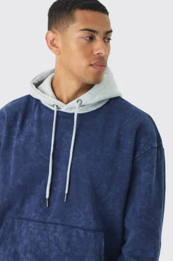 boohooMAN Oversized Boxy Acid Wash Hoodie With Contrast Hood | UK| Hoodies & Sweatshirts