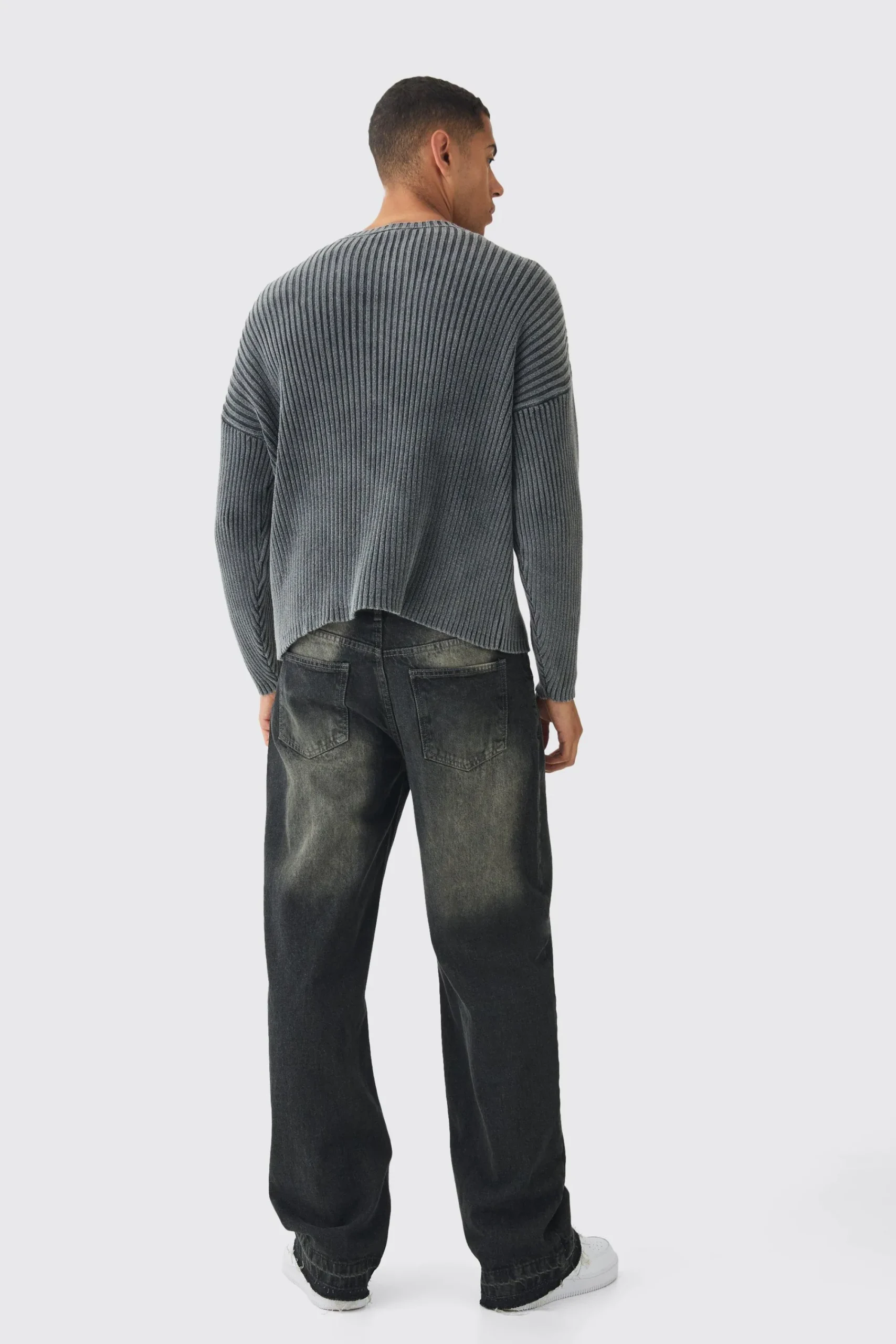 boohooMAN Oversized Boxy Acid Wash Jumper In | UK| Knitwear