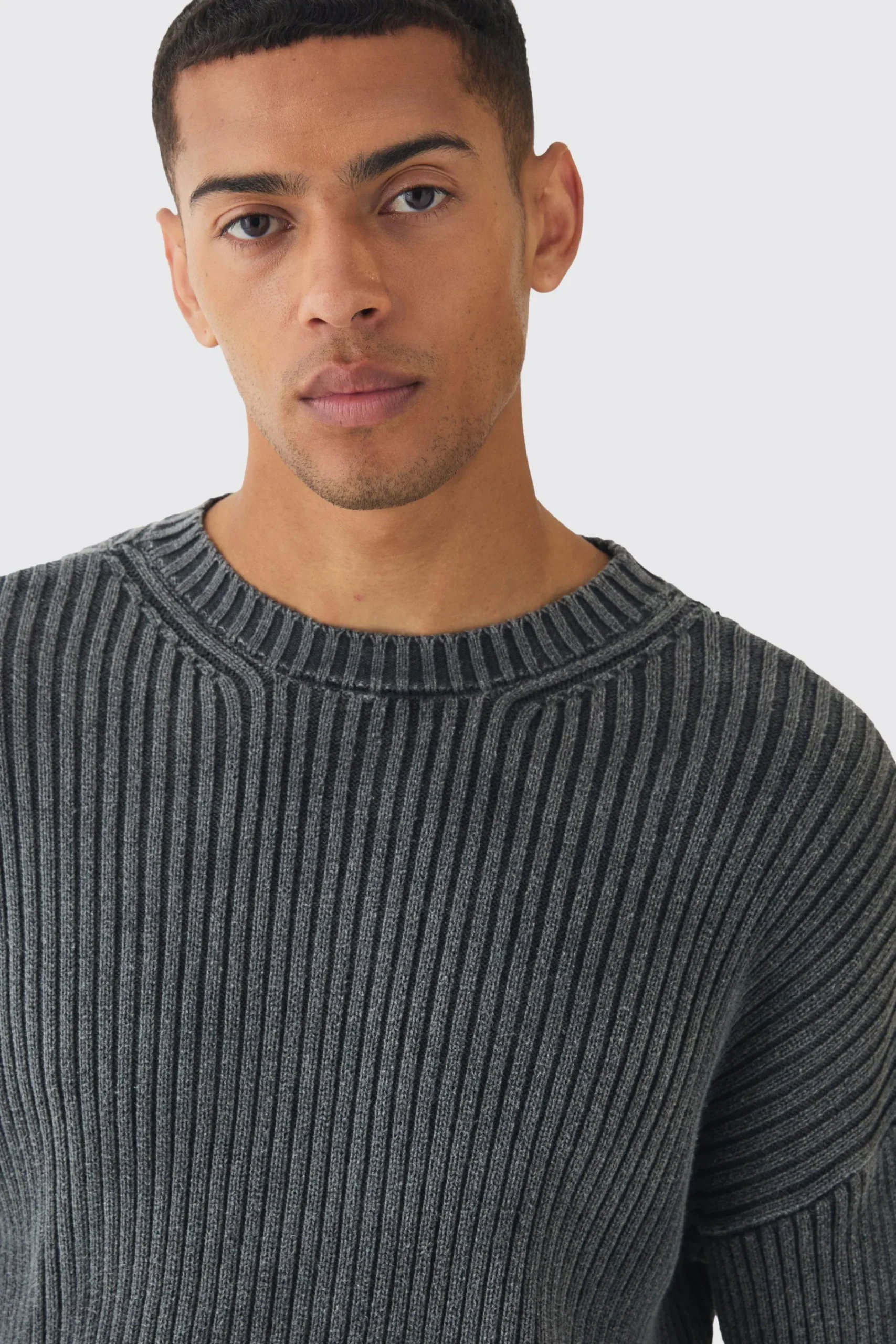 boohooMAN Oversized Boxy Acid Wash Jumper In | UK| Knitwear