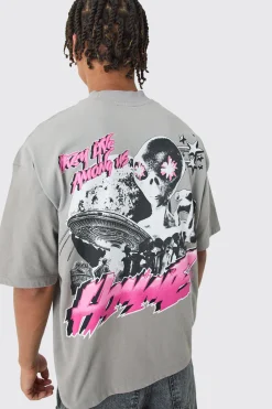 Oversized Boxy Alien Heavyweight Washed T-shirt | UK^boohooMAN Discount