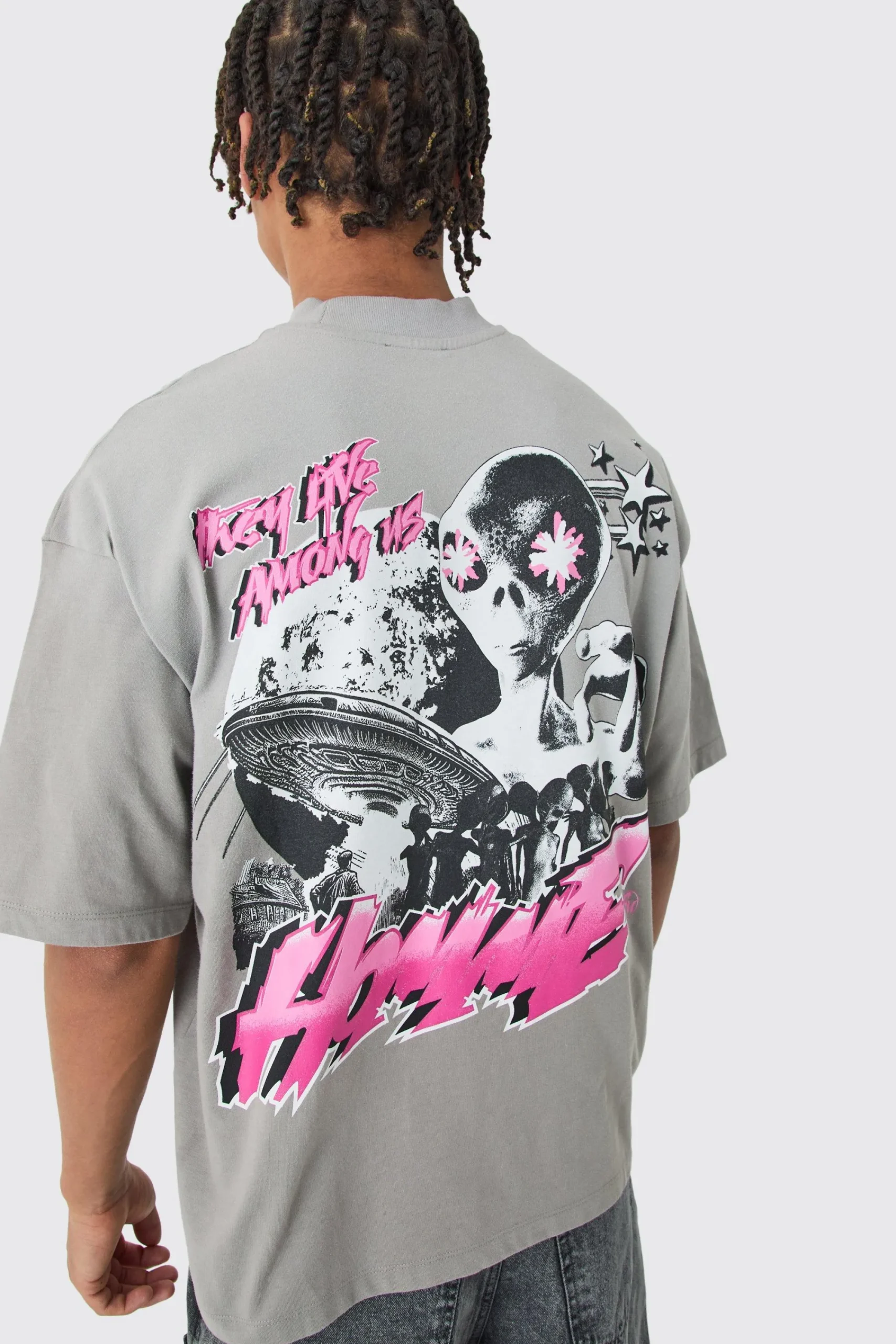 Oversized Boxy Alien Heavyweight Washed T-shirt | UK^boohooMAN Discount