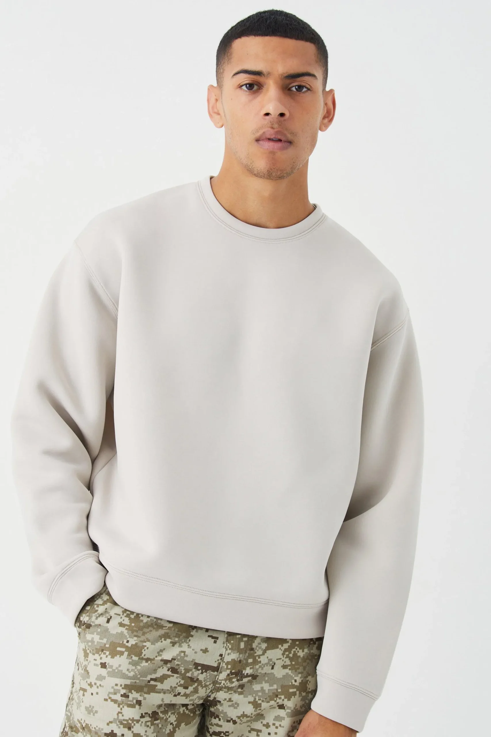 boohooMAN Oversized Boxy Bonded Scuba Sweatshirt | UK| Hoodies & Sweatshirts