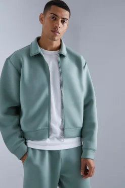 boohooMAN Oversized Boxy Bonded Scuba Harrington Set | UK| Tracksuits