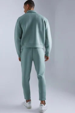 boohooMAN Oversized Boxy Bonded Scuba Harrington Set | UK| Tracksuits