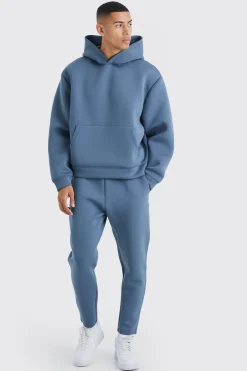 boohooMAN Oversized Boxy Bonded Scuba Hooded Tracksuit | UK| Tracksuits