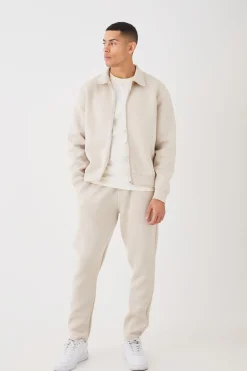 boohooMAN Oversized Boxy Bonded Scuba Harrington Set | UK| Tracksuits