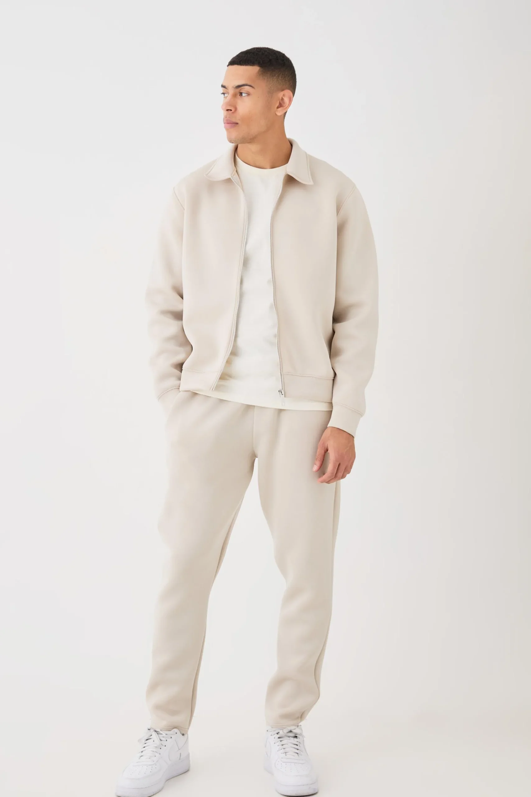boohooMAN Oversized Boxy Bonded Scuba Harrington Set | UK| Tracksuits