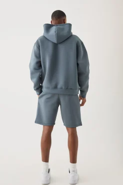 boohooMAN Oversized Boxy Bonded Scuba Hooded Short Tracksuit | UK| Tracksuits