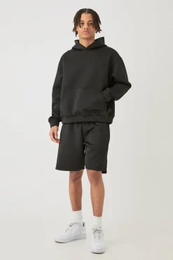 boohooMAN Oversized Boxy Bonded Scuba Hooded Short Tracksuit | UK| Tracksuits