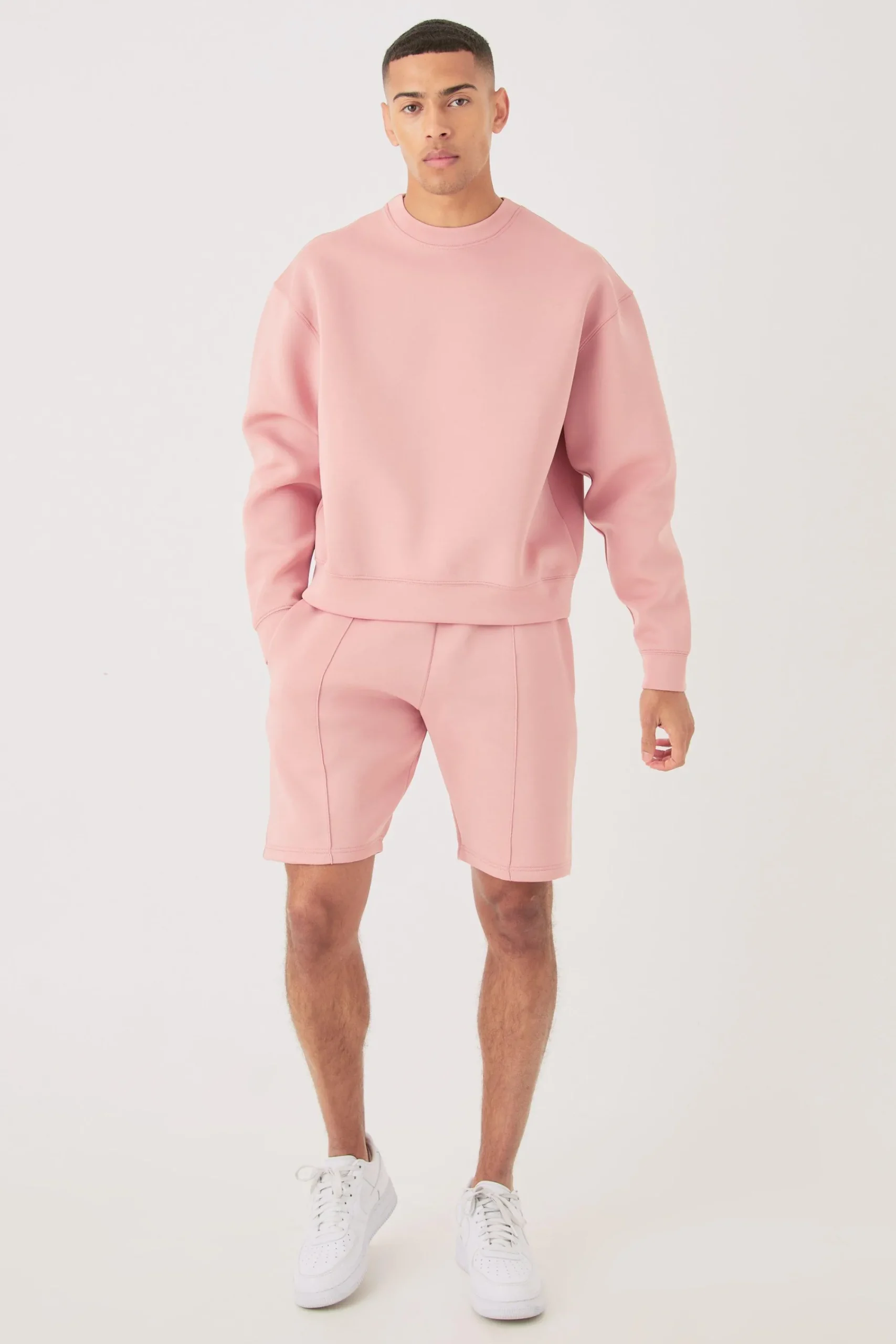 boohooMAN Oversized Boxy Bonded Scuba Sweater Short Tracksuit | UK| Tracksuits