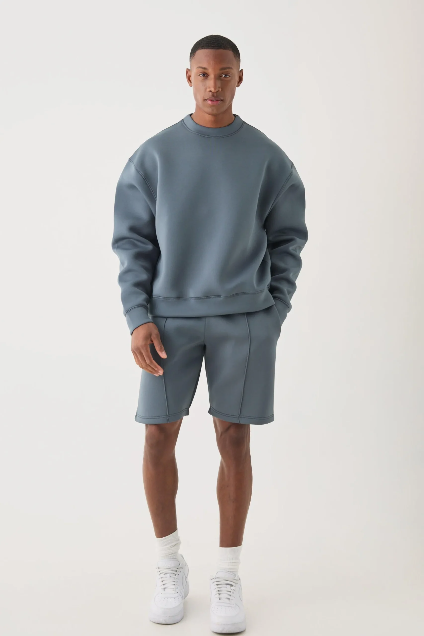boohooMAN Oversized Boxy Bonded Scuba Sweater Short Tracksuit | UK| Tracksuits