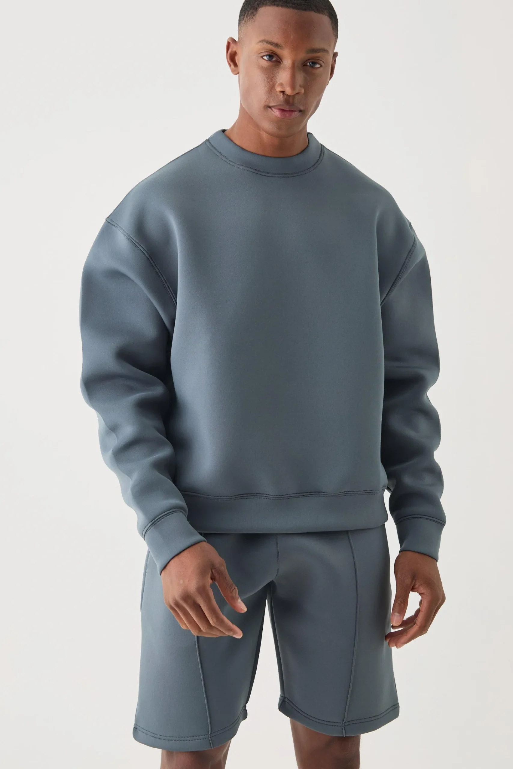 boohooMAN Oversized Boxy Bonded Scuba Sweater Short Tracksuit | UK| Tracksuits