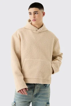 boohooMAN Oversized Boxy Boucle Borg Hoodie | UK| Hoodies & Sweatshirts