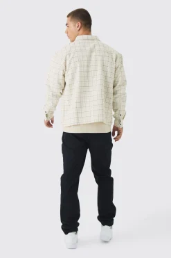 boohooMAN Oversized Boxy Boucle Check Zip Overshirt | UK| Shirts