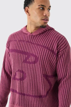 boohooMAN Oversized Boxy Branded Knitted Hoodie | UK| Knitwear