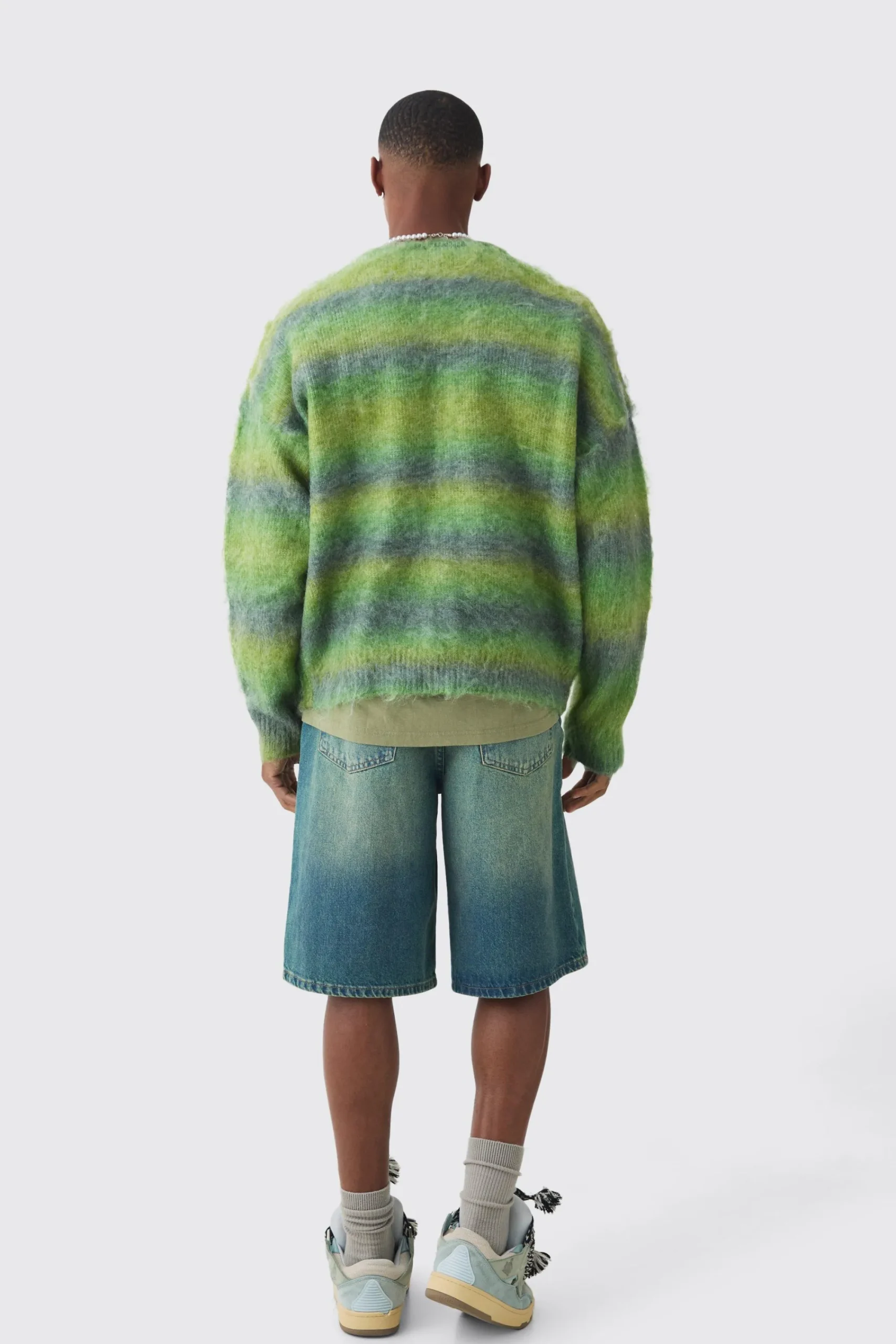 boohooMAN Oversized Boxy Brushed Stripe Knitted Cardigan | UK| Knitwear