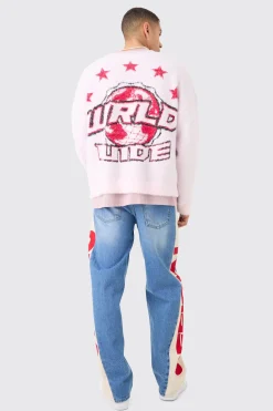 boohooMAN Oversized Boxy Brushed Varsity Knit Cardigan | UK| Knitwear