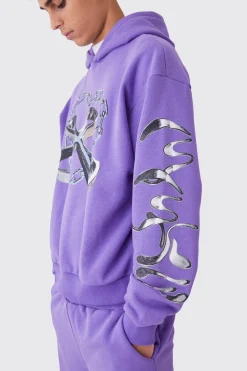 boohooMAN Oversized Boxy Chain Graphic Hooded Tracksuit | UK| Tracksuits