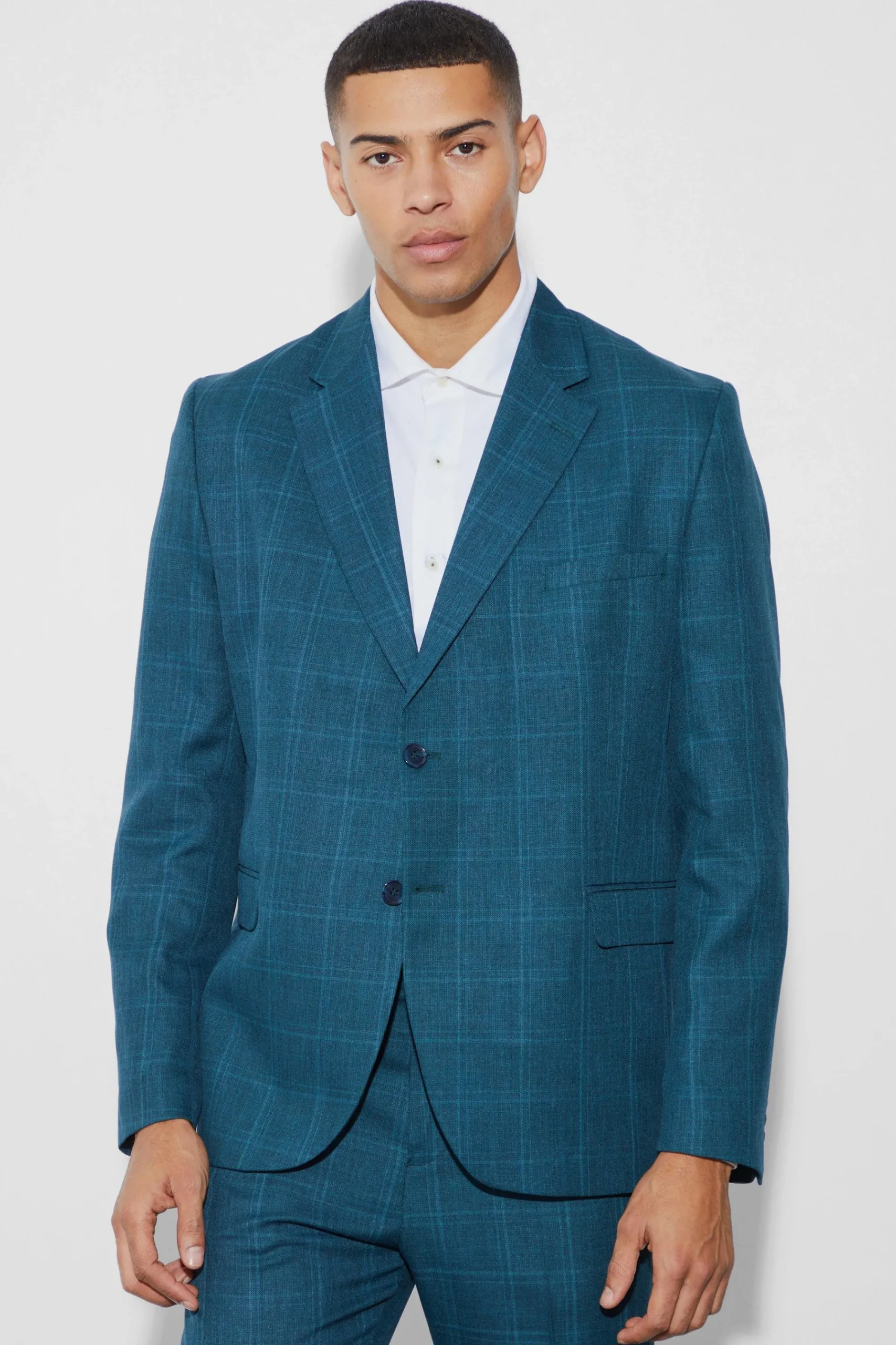boohooMAN Oversized Boxy Check Fabric Interest Blazer | UK| Suits & Tailoring