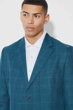 boohooMAN Oversized Boxy Check Fabric Interest Blazer | UK| Suits & Tailoring