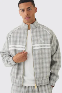 boohooMAN Oversized Boxy Checked Funnel Neck Set | UK| Sets & Co-Ords