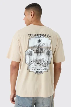 Oversized Boxy Costa Brava Print Wash T-shirt | UK^boohooMAN