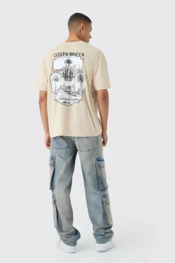 Oversized Boxy Costa Brava Print Wash T-shirt | UK^boohooMAN
