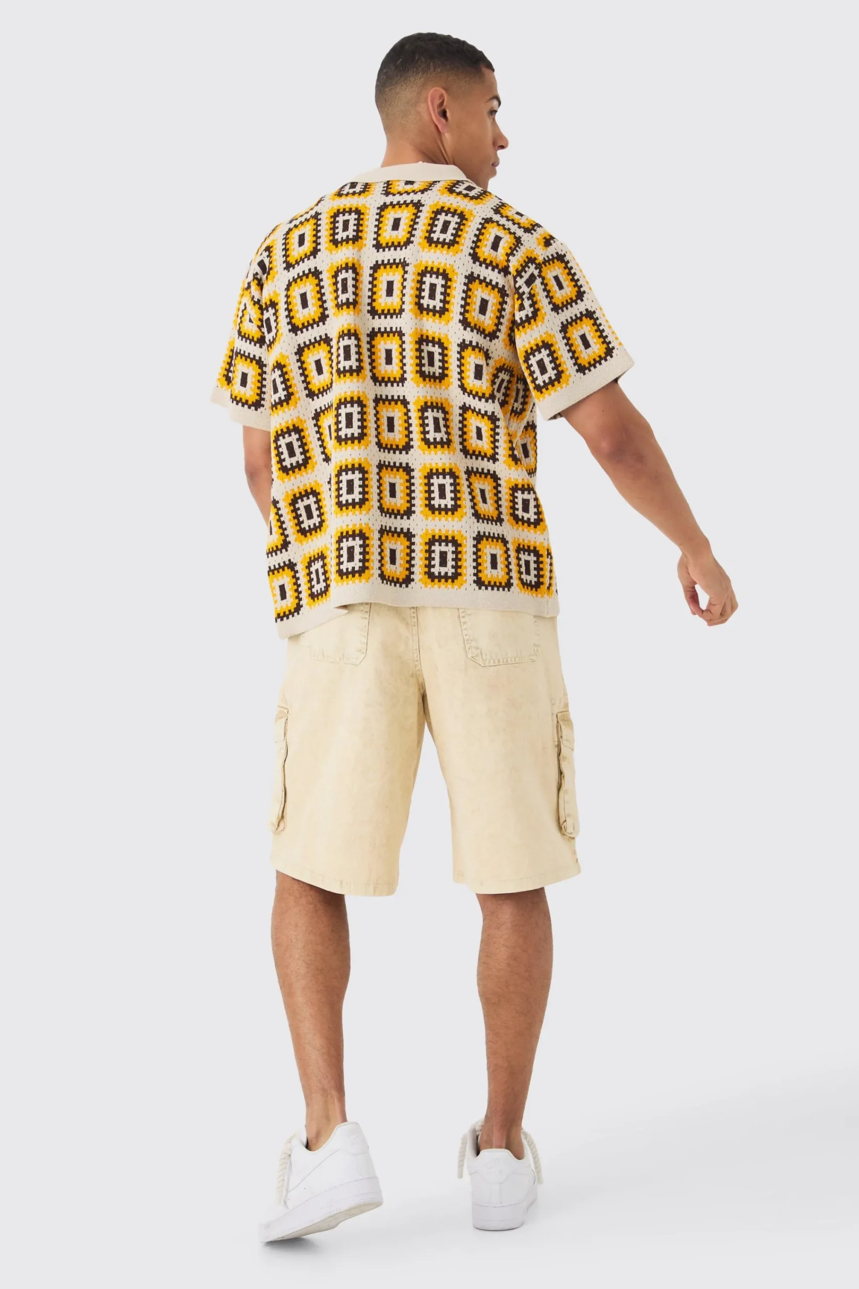 boohooMAN Oversized Boxy Crochet Knit Shirt | UK| Shirts