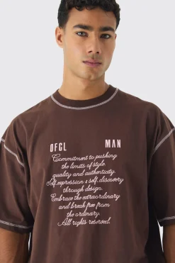 Oversized Boxy Cross Applique Contrast Stitch Heavyweight T-Shirt | UK^boohooMAN