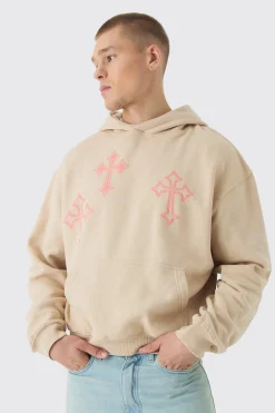 boohooMAN Oversized Boxy Cross Printed Hoodie | UK| Hoodies & Sweatshirts