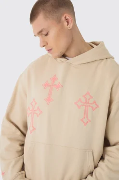 boohooMAN Oversized Boxy Cross Printed Hoodie | UK| Hoodies & Sweatshirts